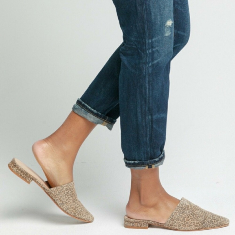 NEW Able Local + Global Marlene Leopard Suede Mules Slides Shoes Autumn - Picture 1 of 10
